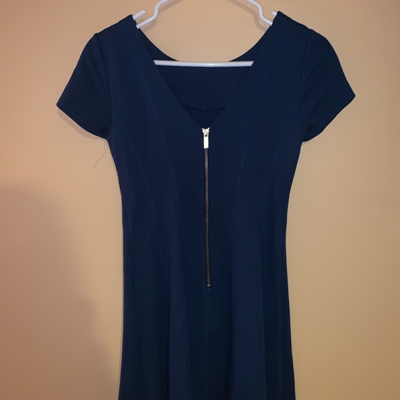 Banana Republic Paneled Fit-and-Flare Dress (Blue) - Picture 2 of 3